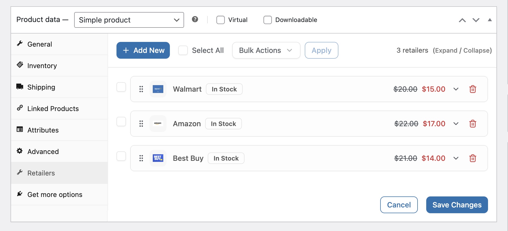 Assigning retailers to WooCommerce products