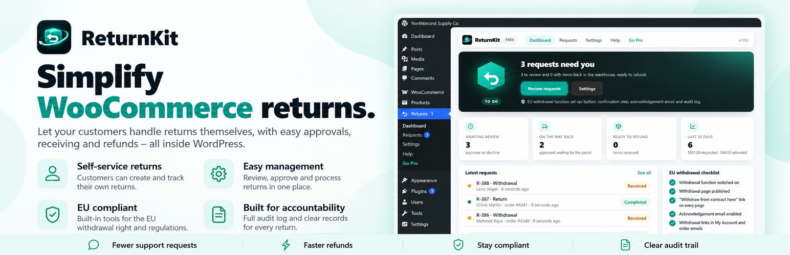 ReturnKit – Returns, Refunds & EU Withdrawal Button for WooCommerce