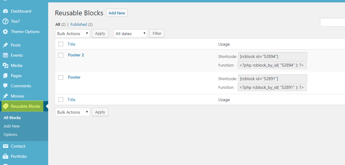 Adding Reusbable Blocks