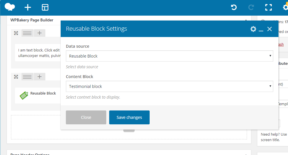 Inserting Content Blocks Using WP Bakery