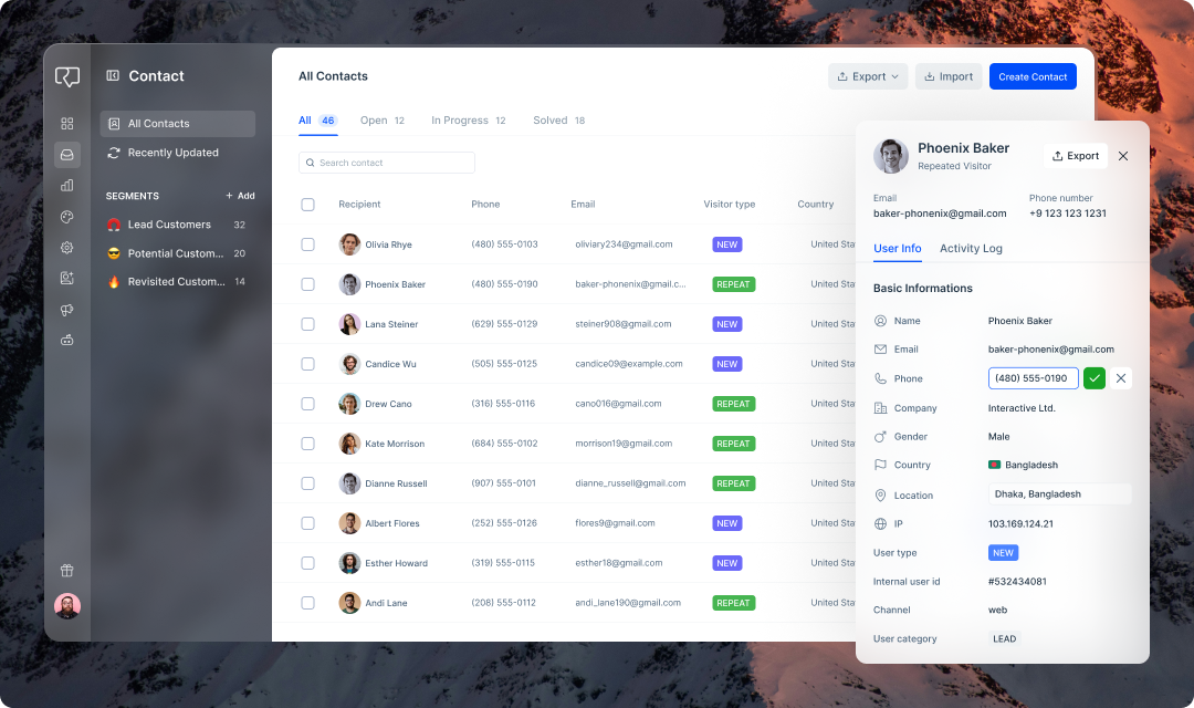 All contact information in one place
