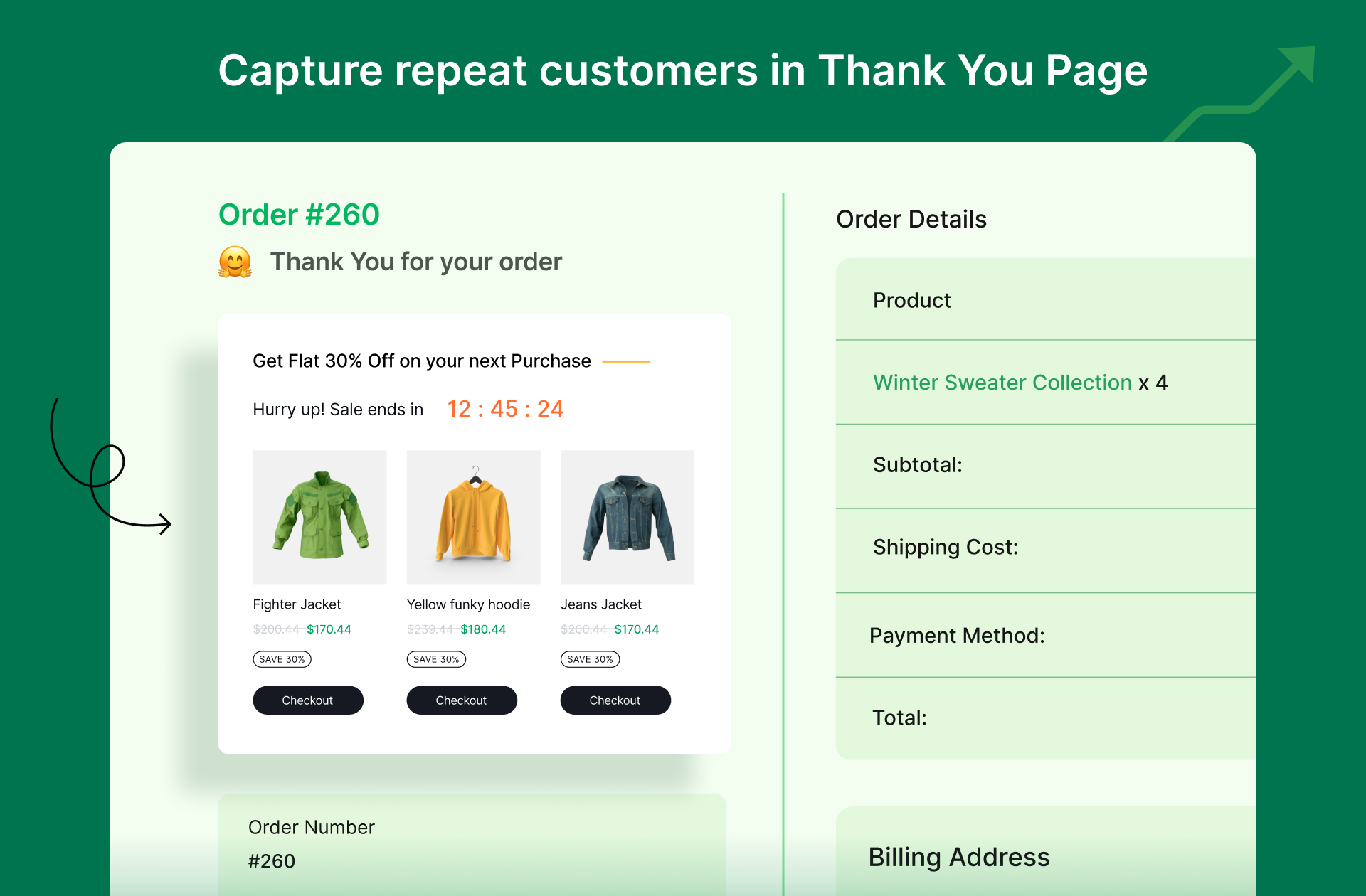 Capture repeat customers in Thank You Page