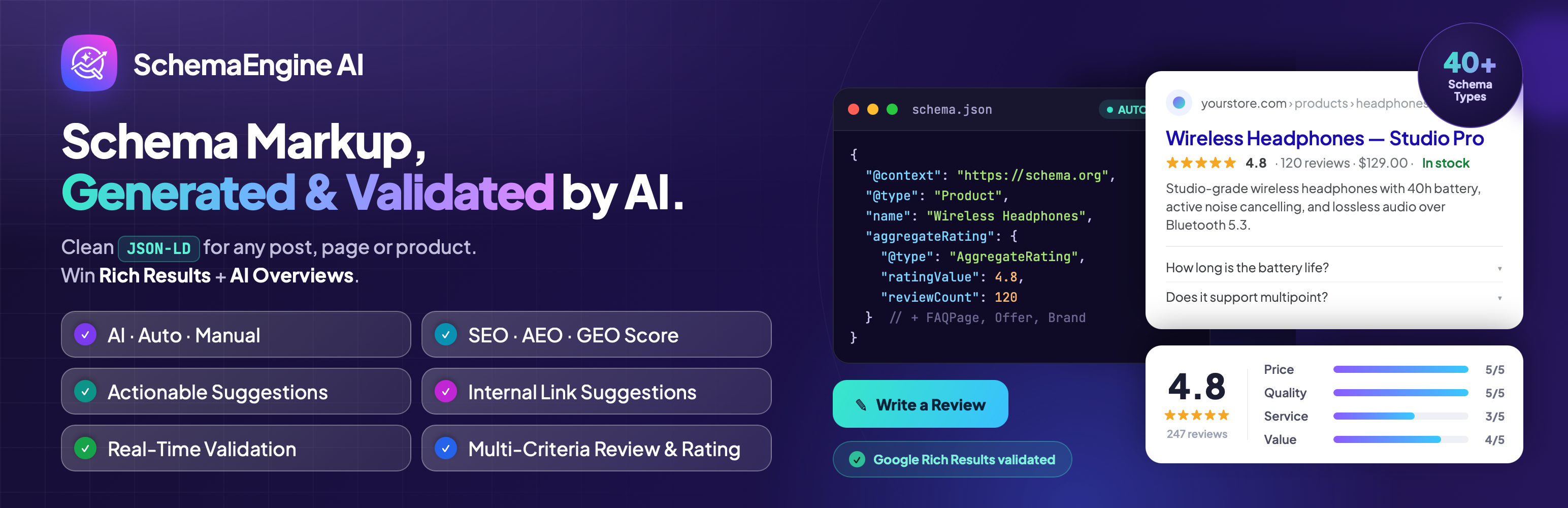 SchemaEngine AI – AI Schema Markup, Reviews & Rich Snippets for SEO