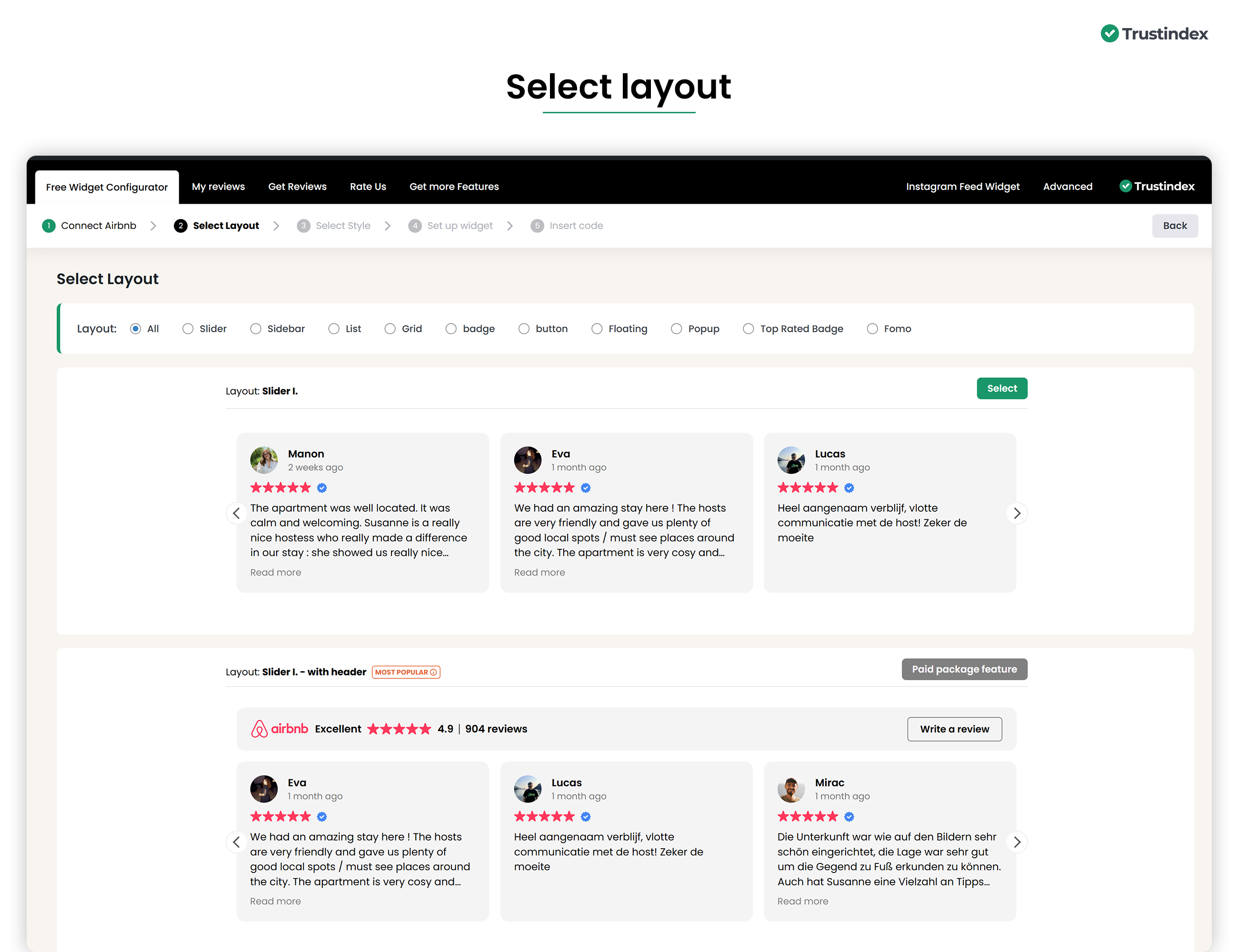 Widgets for Airbnb Reviews