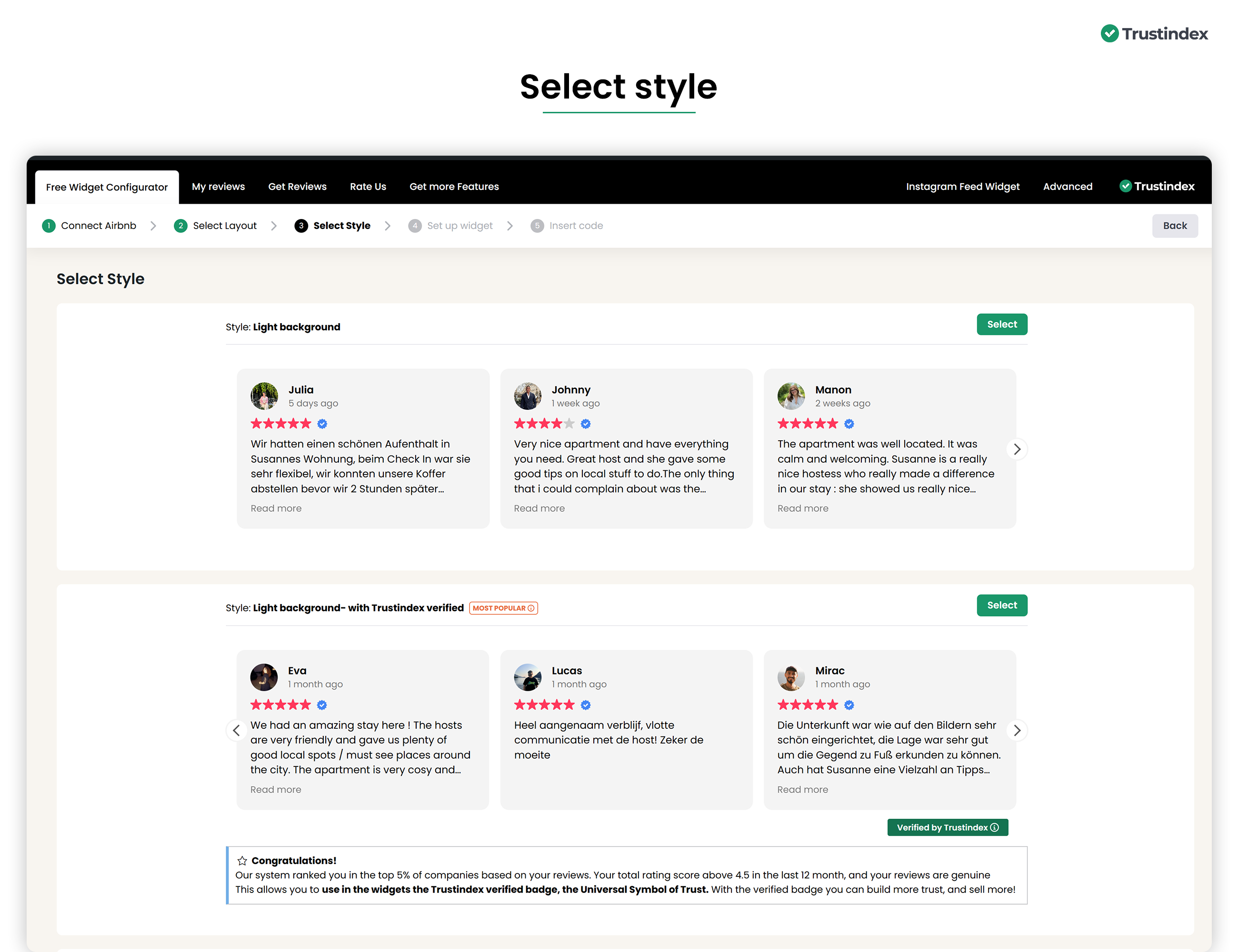 Widgets for Airbnb Reviews