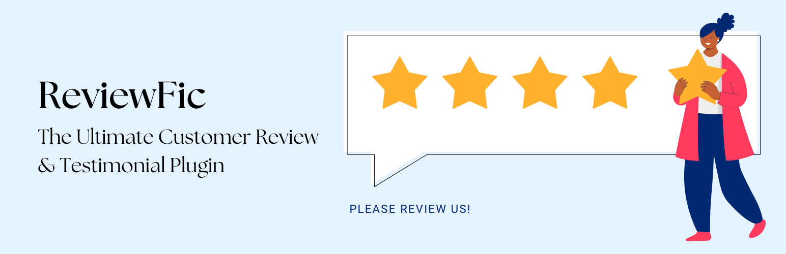 WordPress 外掛 Reviewfic  – The Ultimate Testimonial Slider, Carousel, Grid Plugin 的封面圖片。