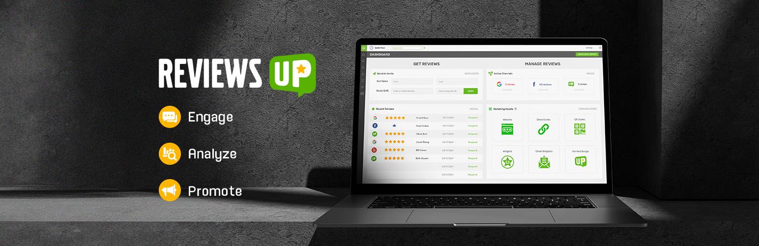 WordPress 外掛 Reviews UP 的封面圖片。