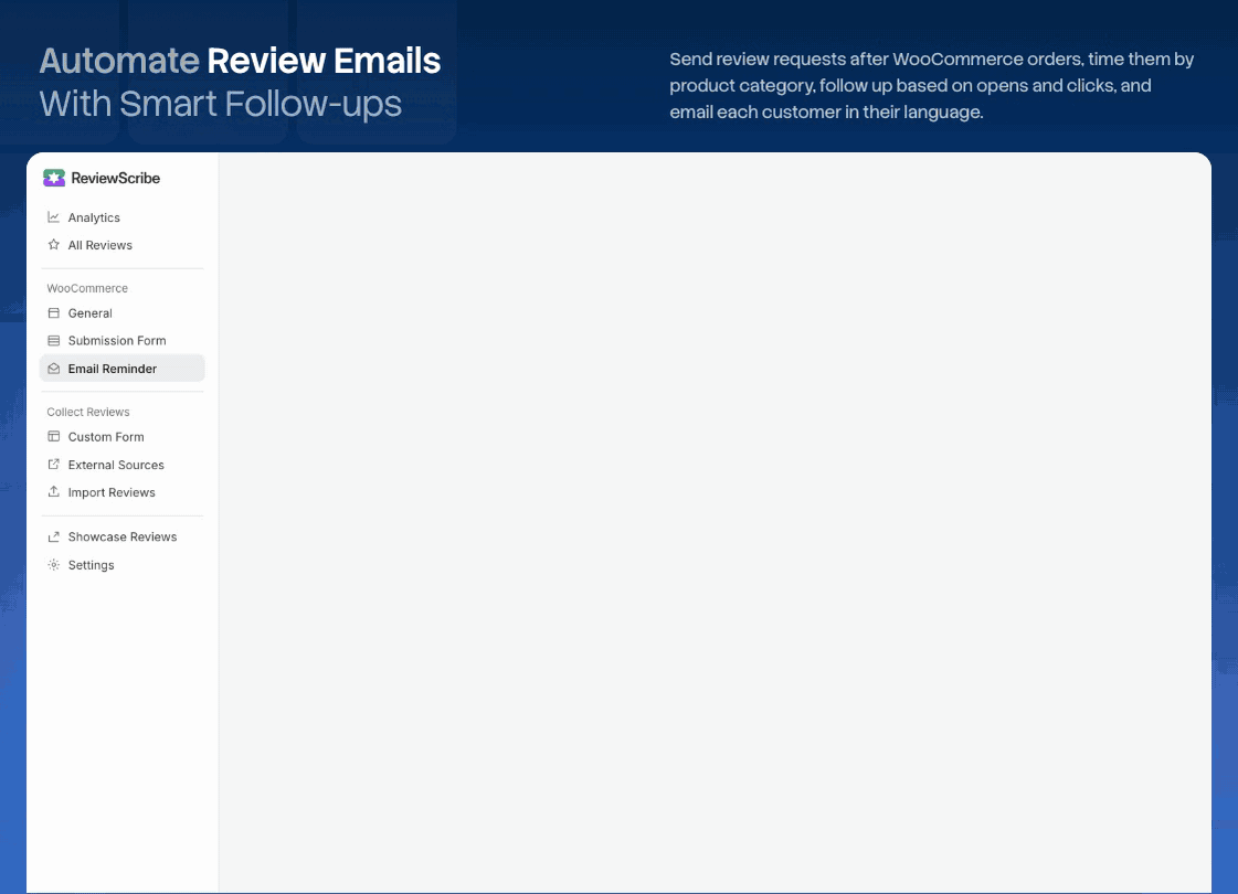 Automated email review request settings.