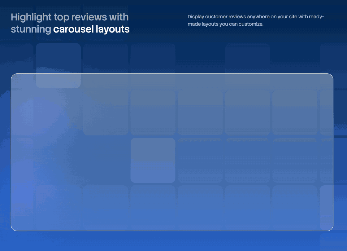 Review carousel and widget showcase options.