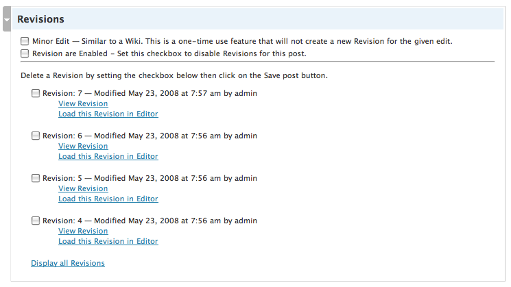 Post/Page Admin interface in WordPress 2.5.x