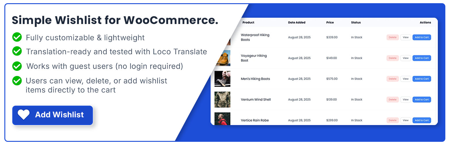 ReaganM Customer Wishlist for WooCommerce