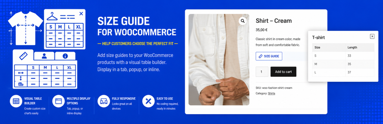 RIACO Size Guide for WooCommerce
