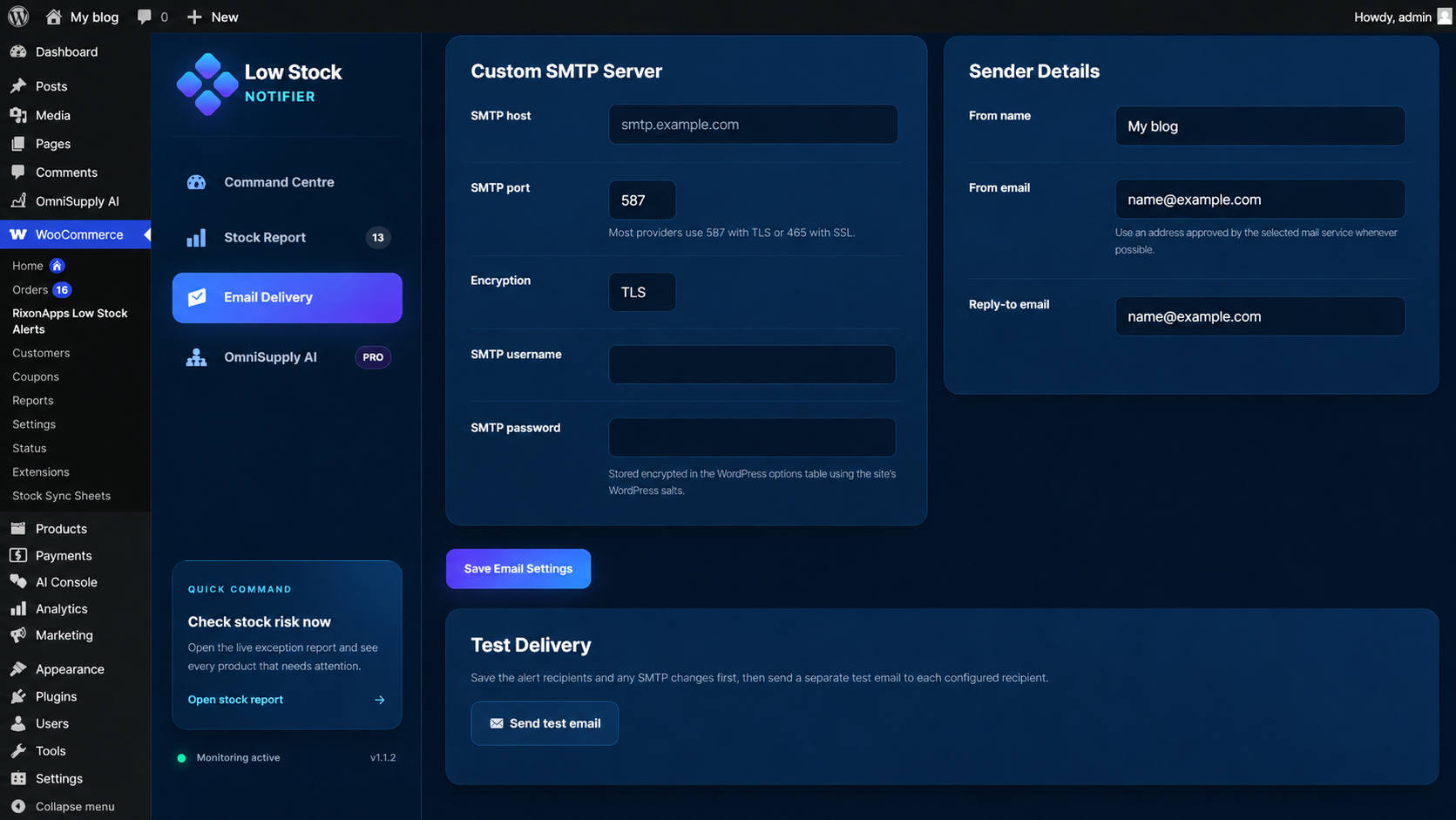 Alert workflow and settings — instant alerts, digest scheduling, thresholds and Slack webhook