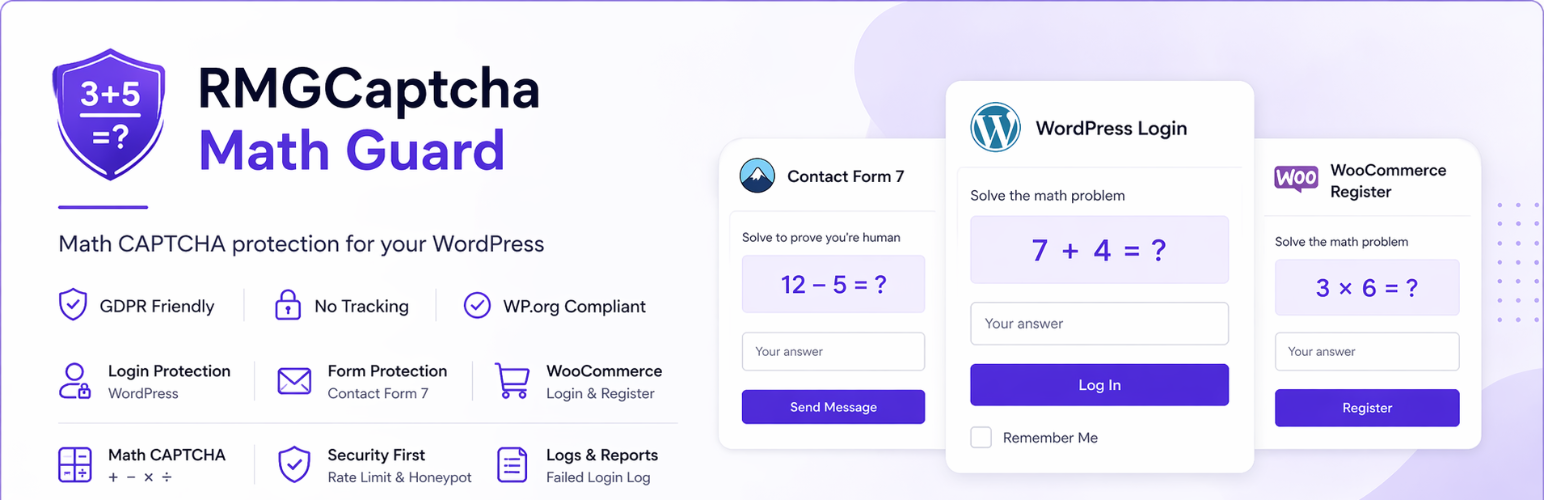 RMGCaptcha Math Guard – Math CAPTCHA for Login and WooCommerce