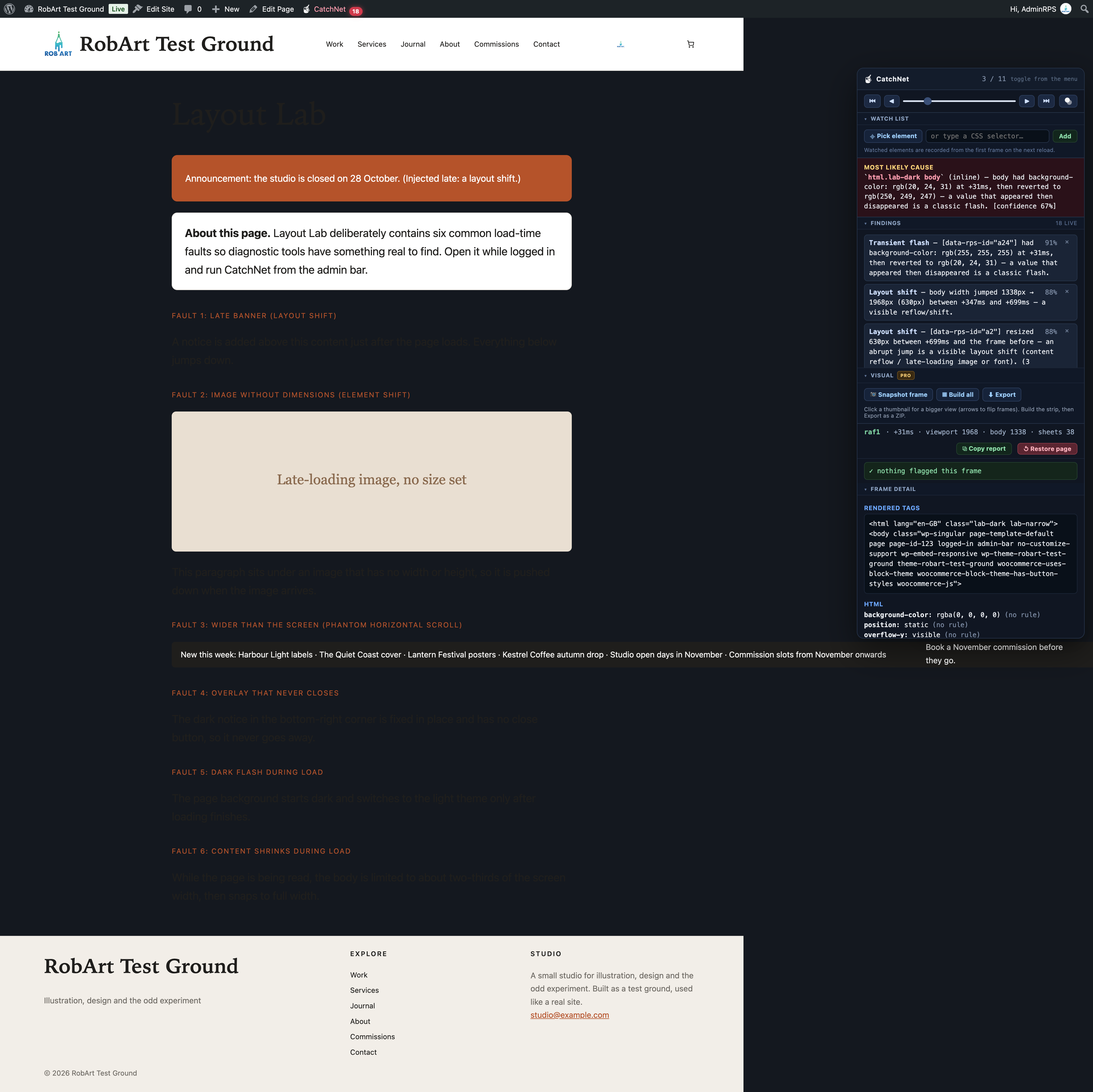 The Visual filmstrip (Pro) — a reconstruction of every load frame.