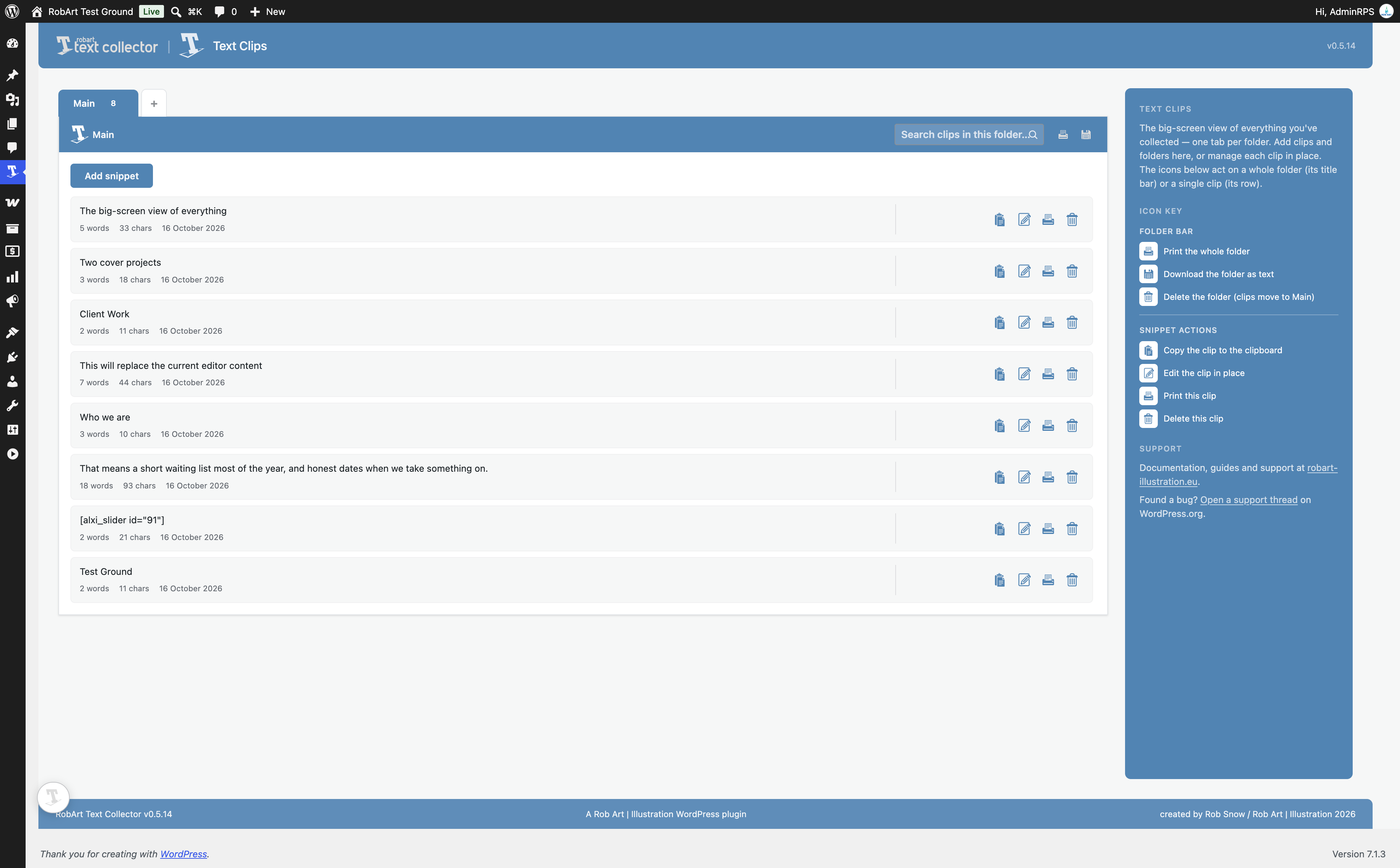 RobArt Text Collector