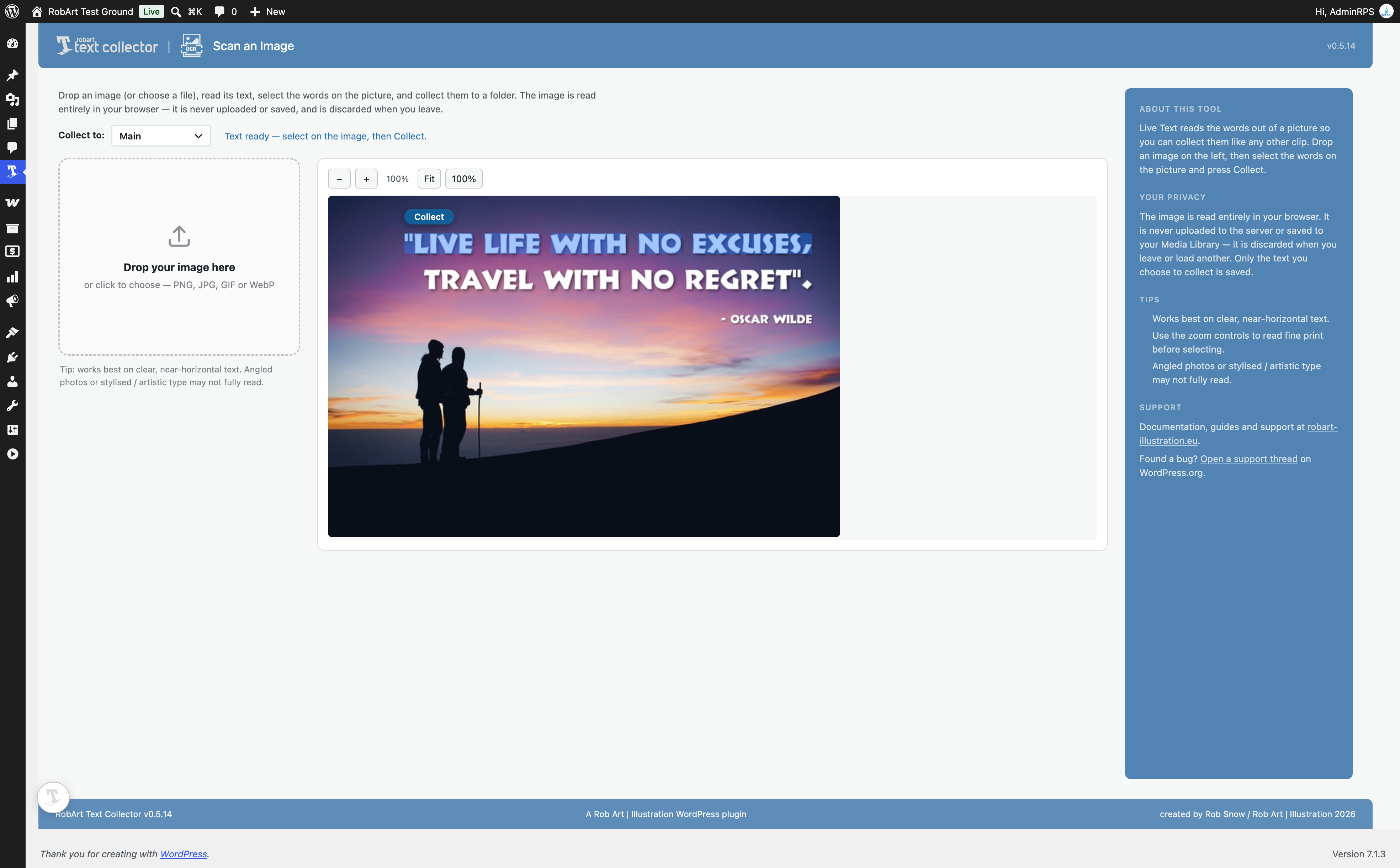 RobArt Text Collector