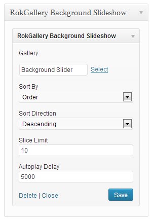 Widget options