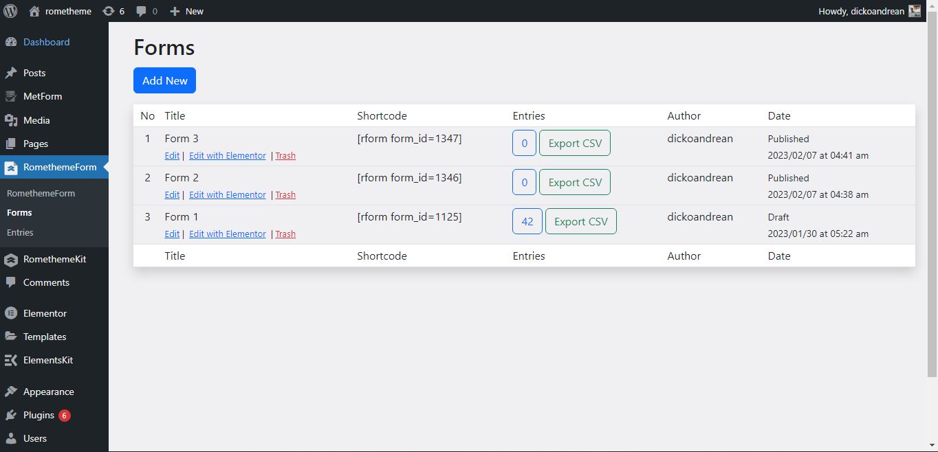 RomethemeForm For Elementor