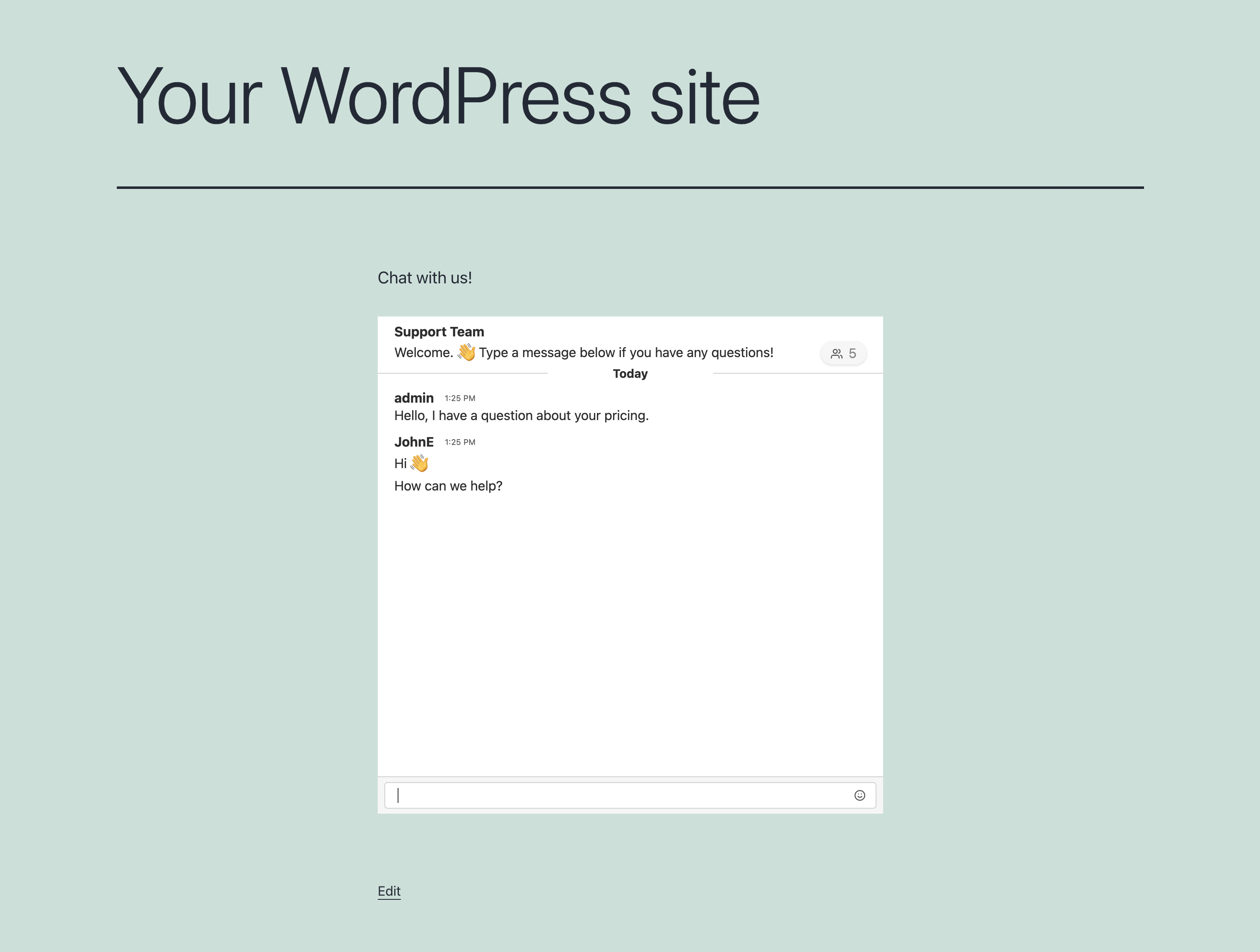 Example of a Roomlio embedded room on a WordPress page.