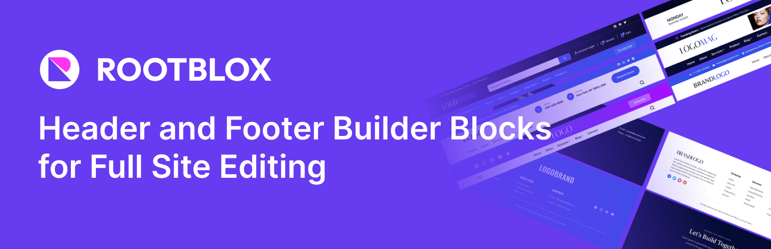 WordPress 外掛 Header & Footer Builder Blocks – Rootblox 的封面圖片。