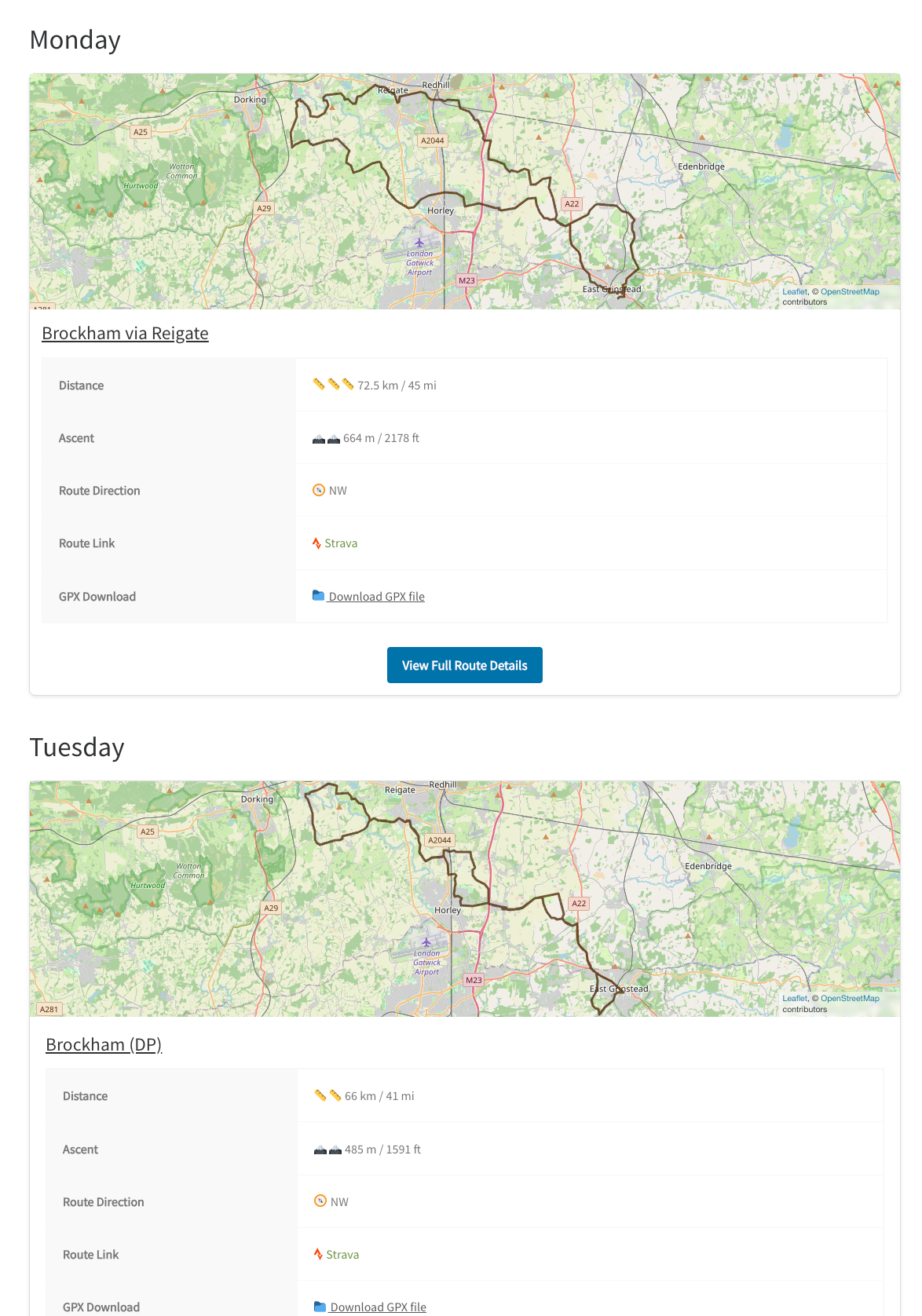 An example of a plugin-built daily (or multiple routes on a single day) planner