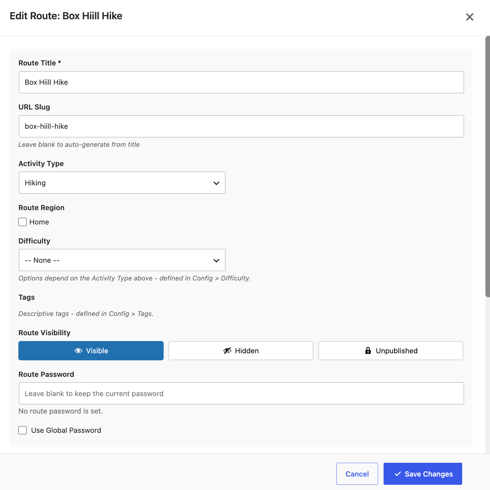 Backend configuration of a route