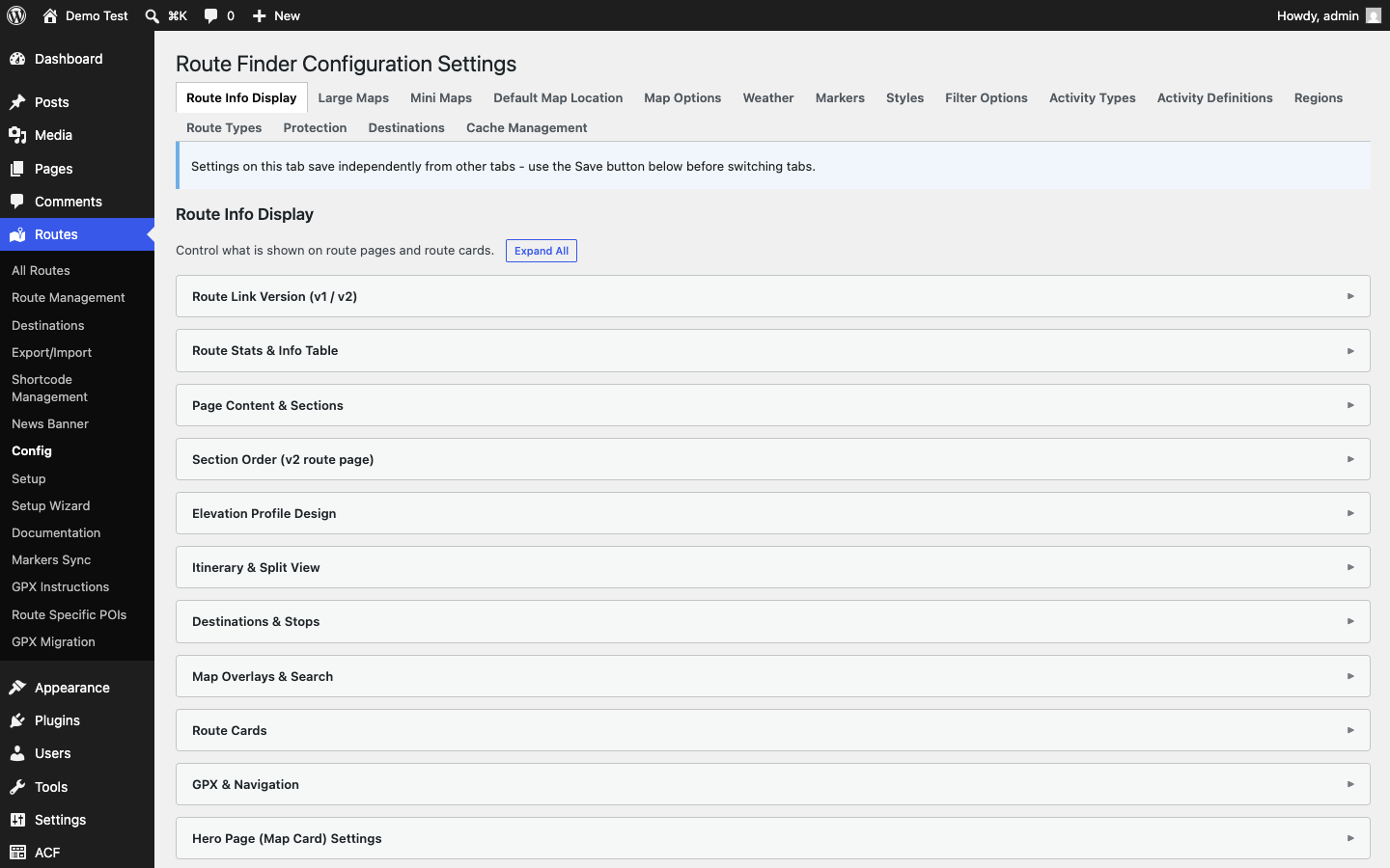 Configuration settings