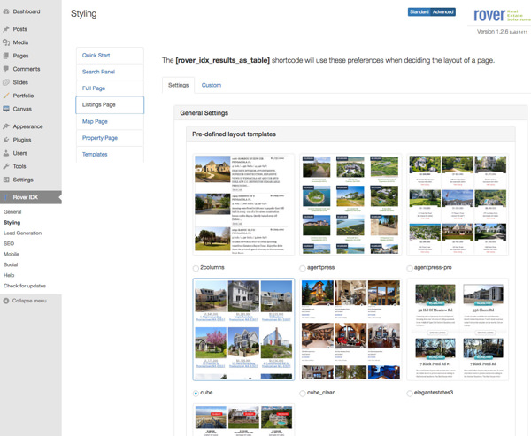 Choose from any of the listing layout templates that ship with Rover IDX, or build your own.
