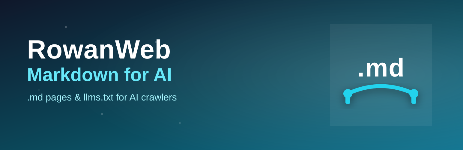 RowanWeb Markdown for AI – .md Pages &amp; llms.txt