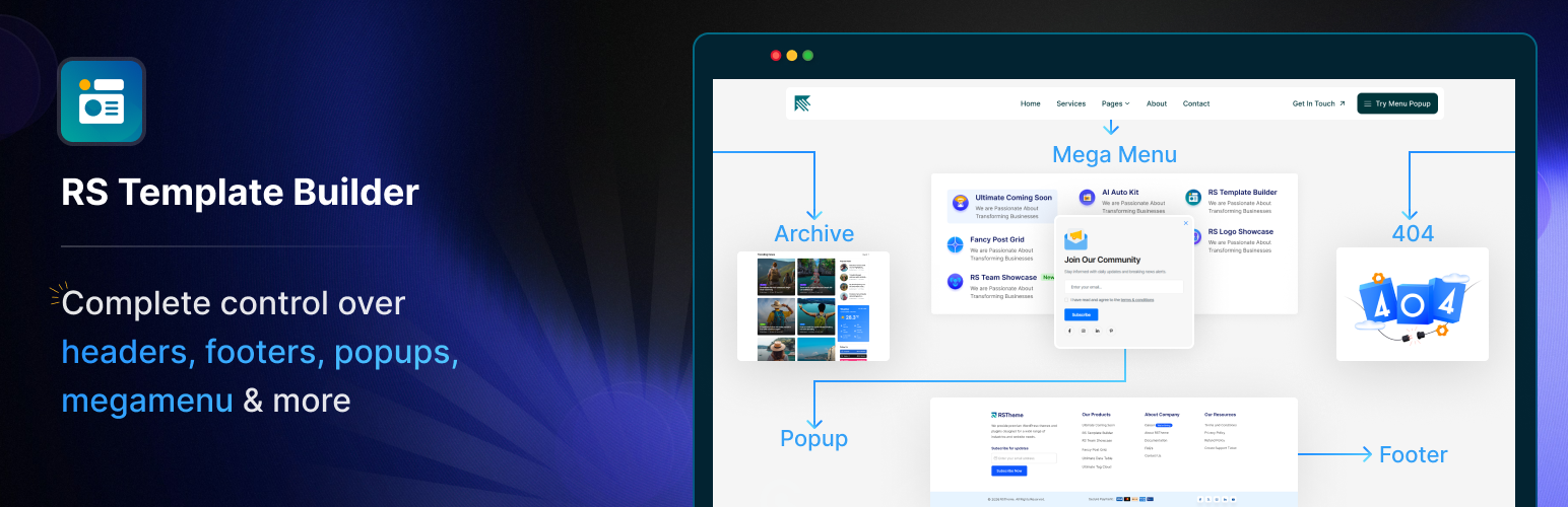 RS Template Builder For Elementor – Complete Control Over Headers, Footers & More