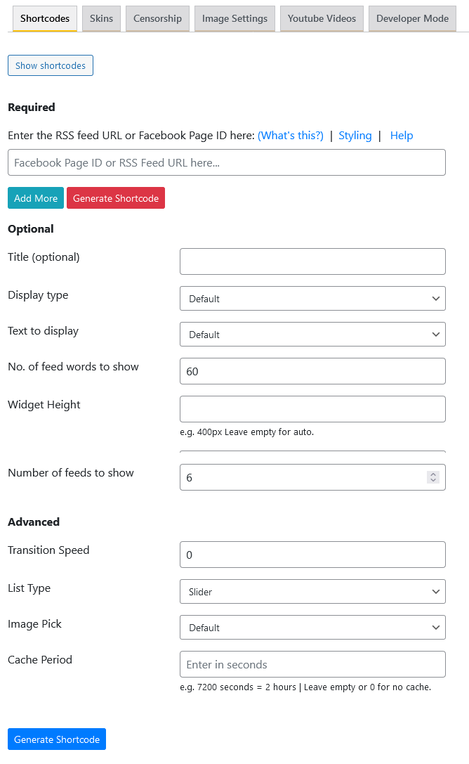 Shortcode Generator