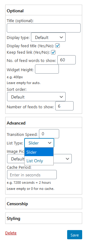 Optional &amp; Advance Settings