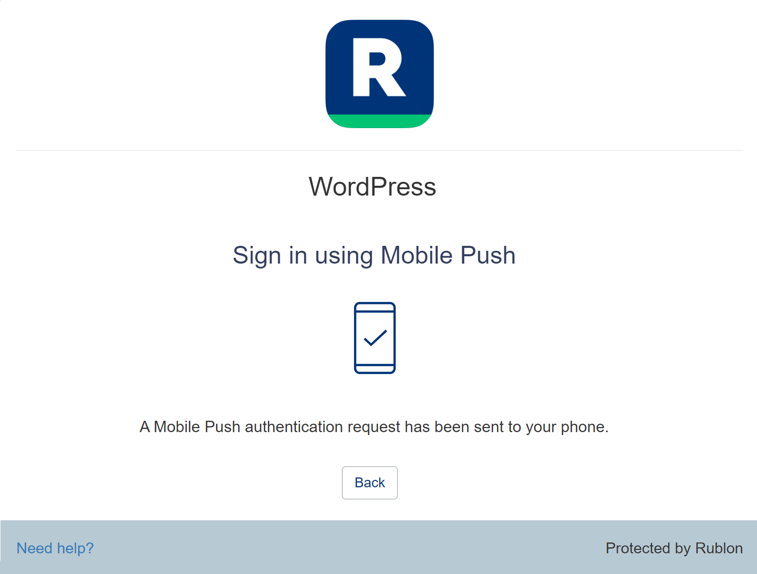 Confirm your identity by approving a Mobile Push notification using the Rublon Authenticator mobile app