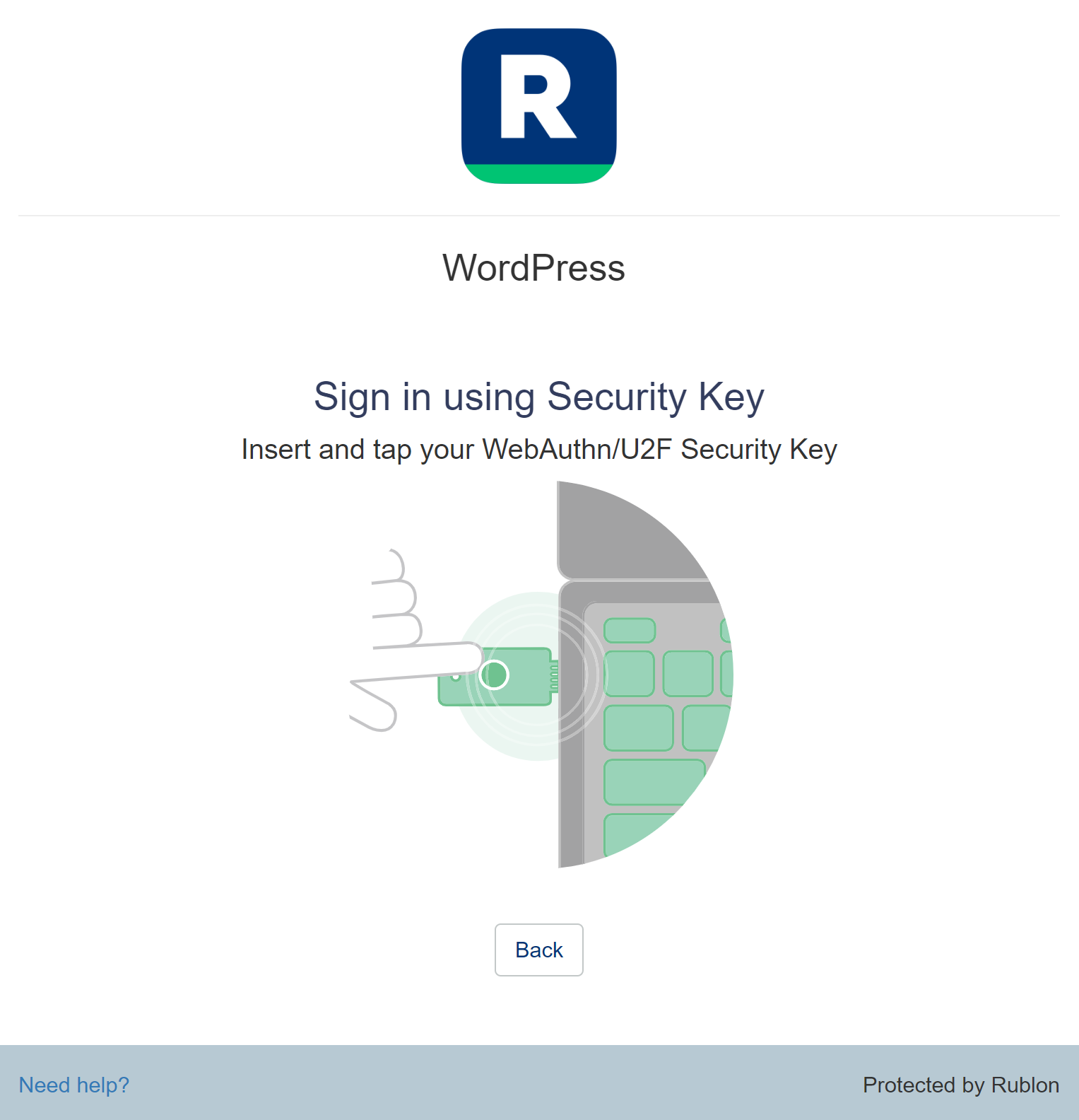 Confirm your identity using a WebAuthn/U2F Security Key