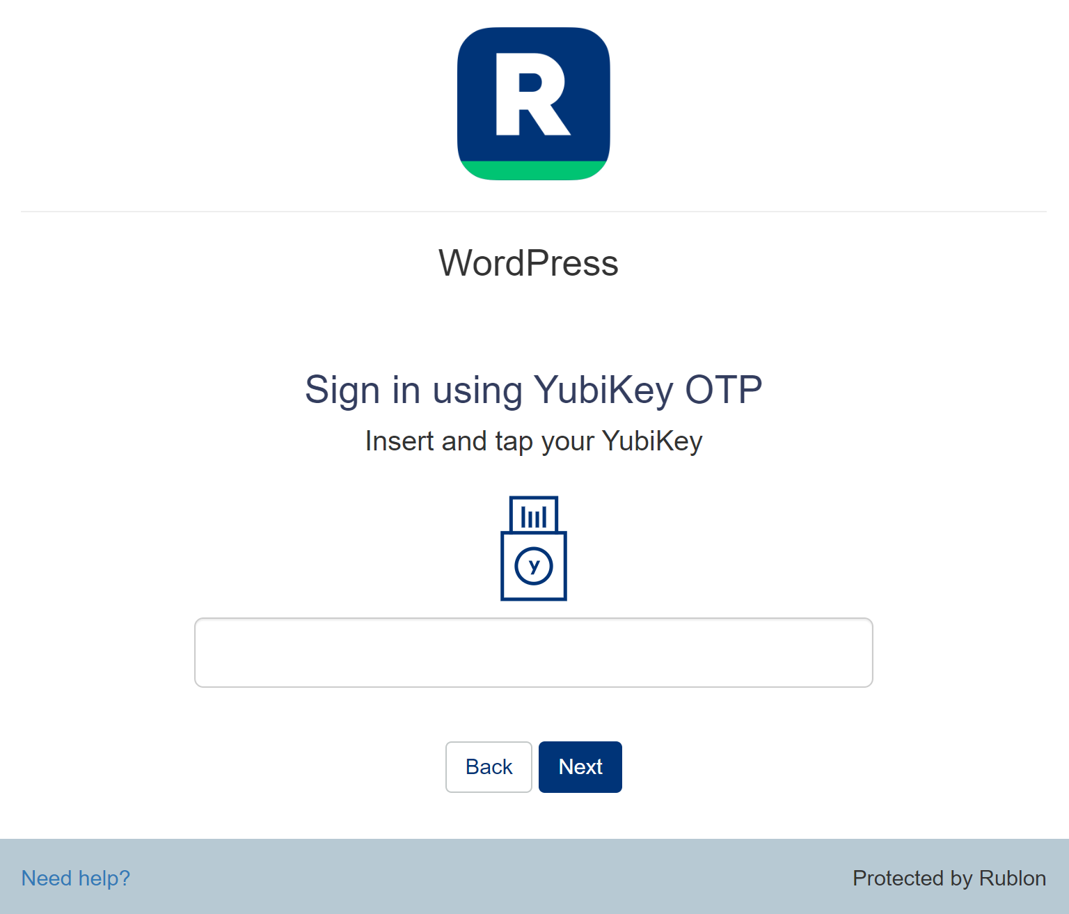 Confirm your identity using YubiKey OTP