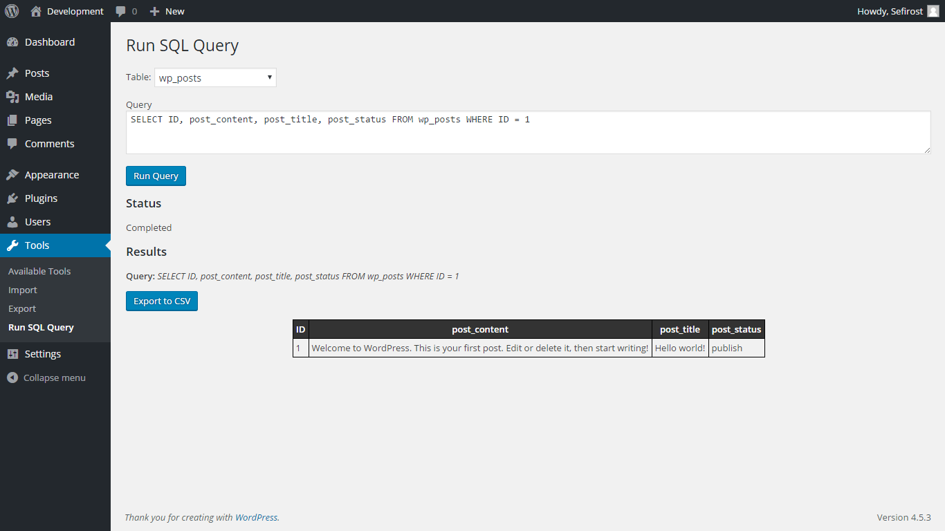 Run SQL Query