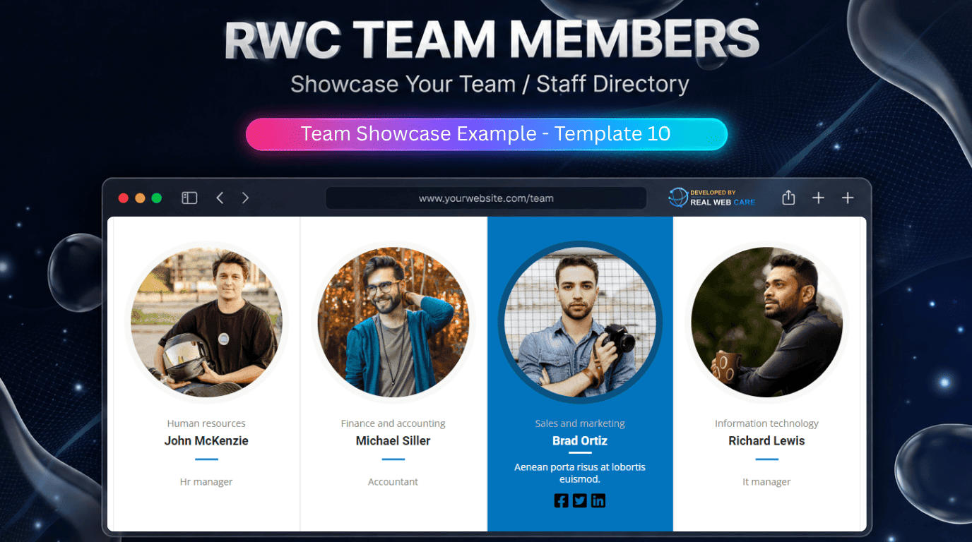 Team Showcase Example - Template 10