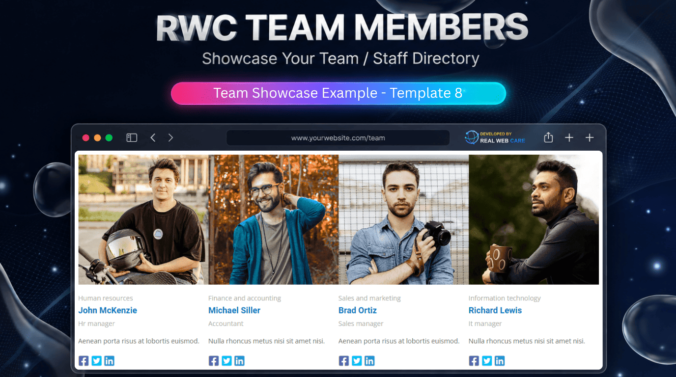Team Showcase Example - Template 8