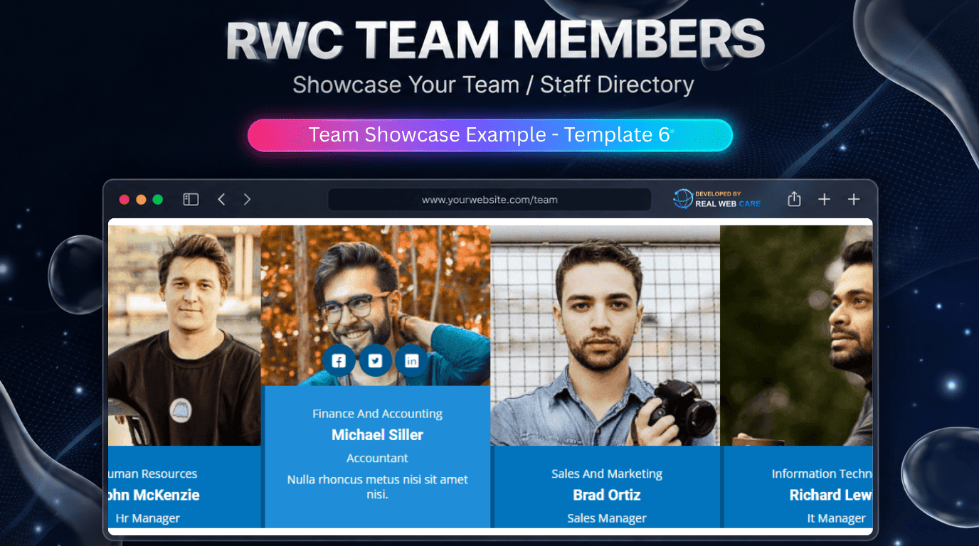 Team Showcase Example - Template 6