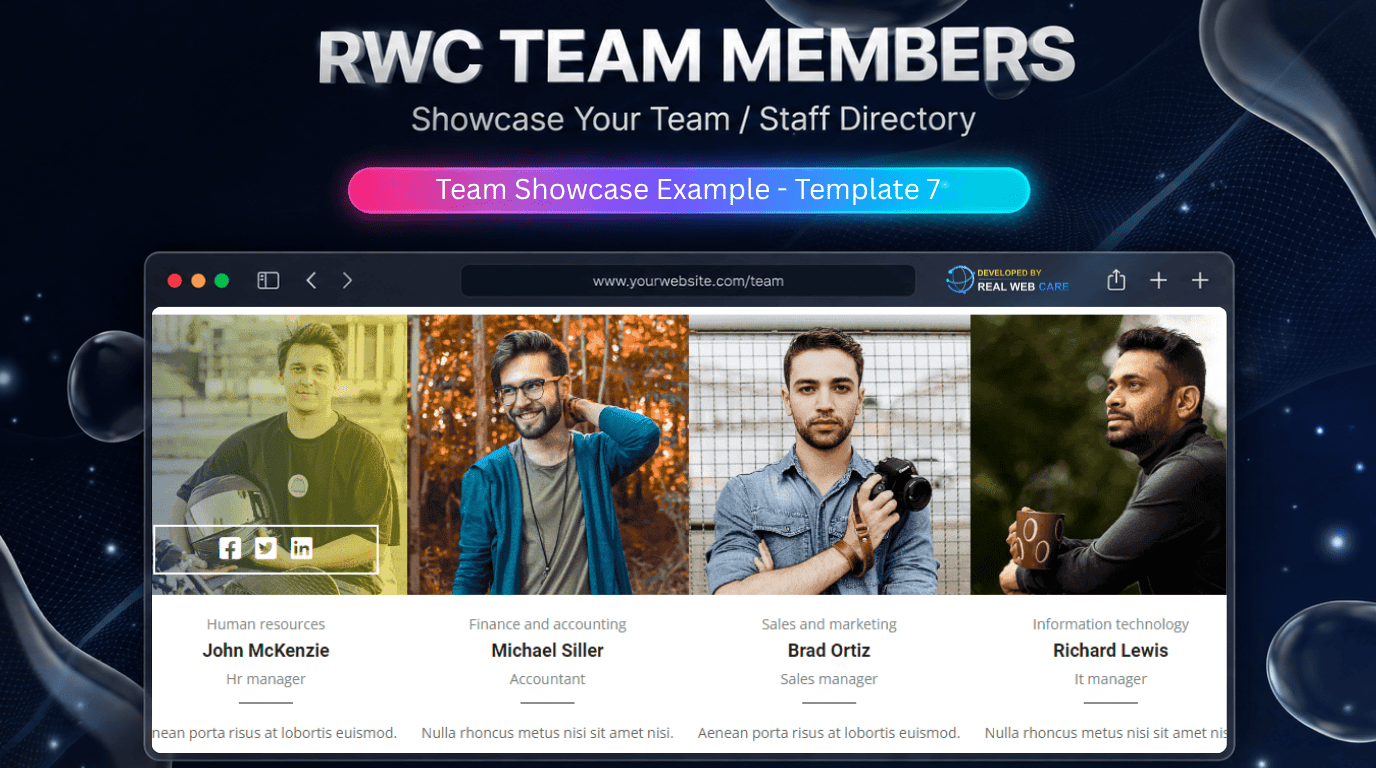 Team Showcase Example - Template 7
