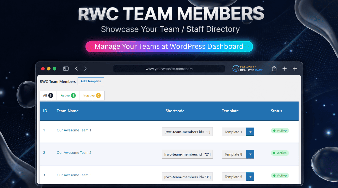 Team Management Panel