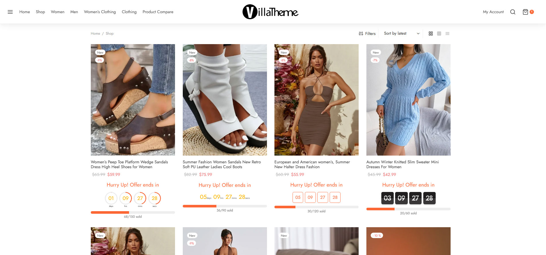 Sale countdown timer on product list
