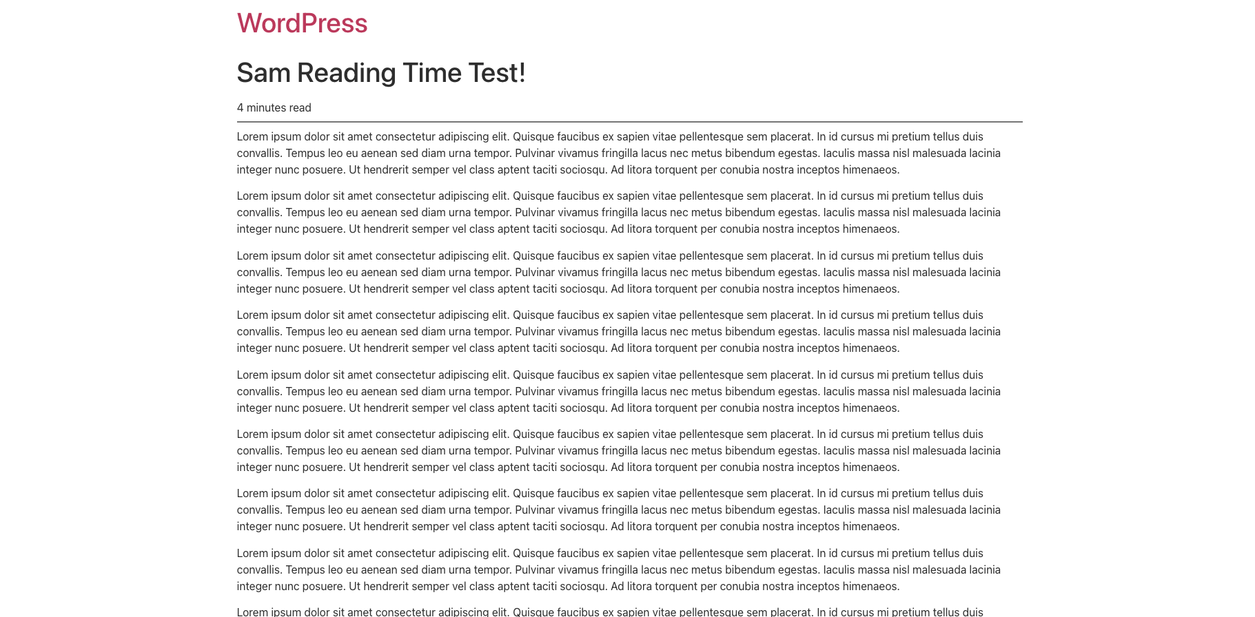 Reading time output in a post.