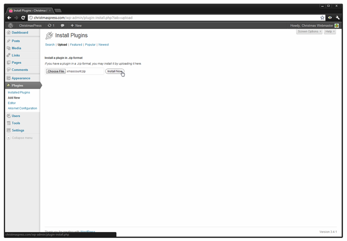 Upload plugin and install.
