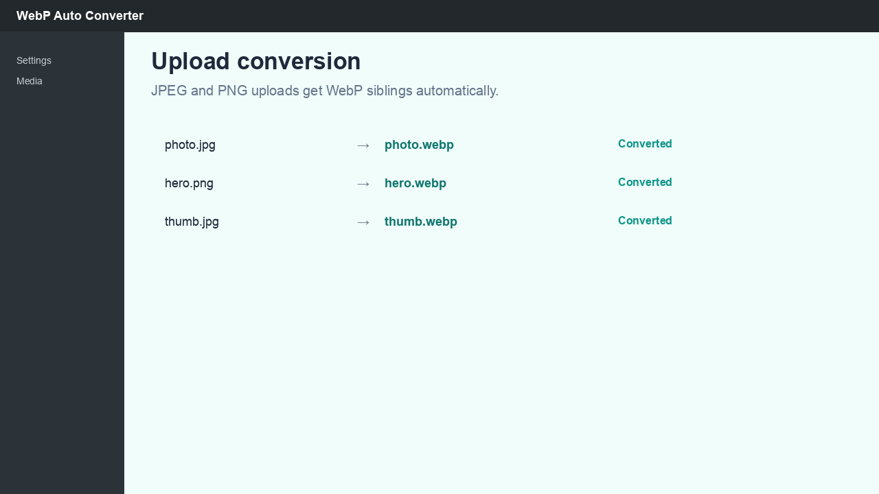 Automatic WebP generation on upload