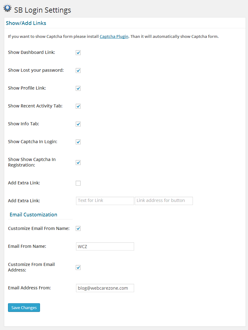 Plugin Settings page.