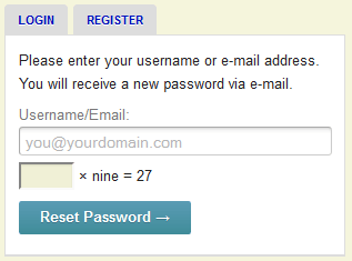 Lost Password form with Captcha.