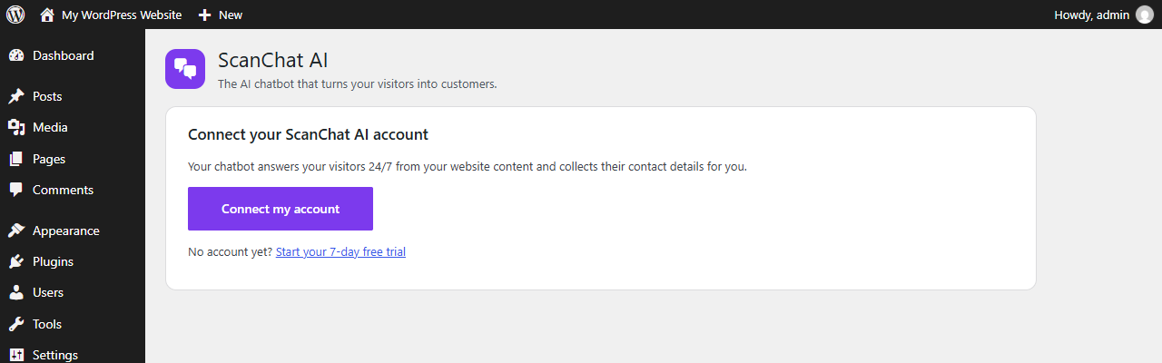 One-click connection to your ScanChat AI account.