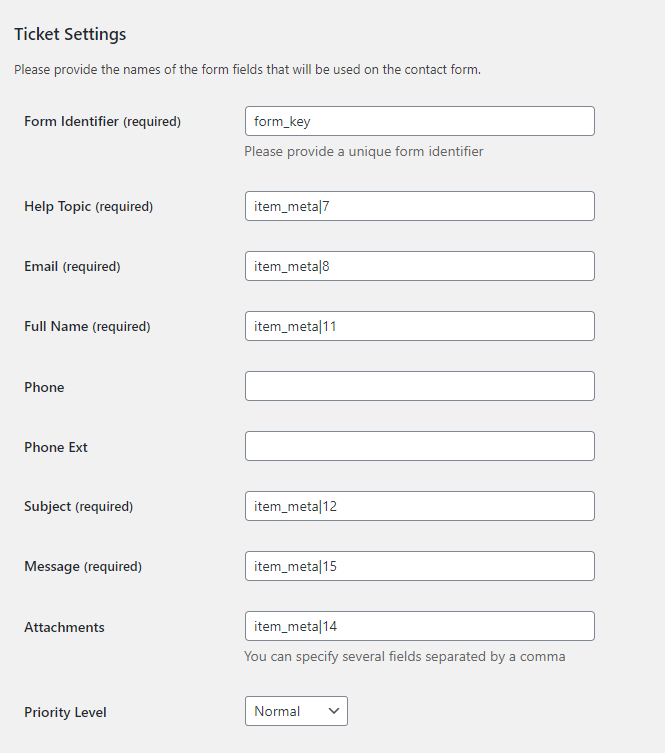 Formidable fields settings